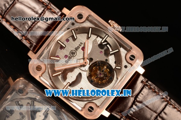 Bell & Ross BR X2 Tourbillon Manual Winding Rose Gold Case With Alligator Strap All Sapphire - Click Image to Close